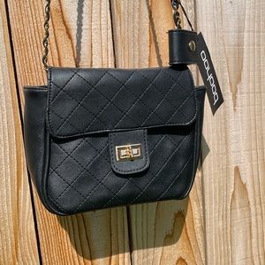 Quilted crossbody bag BooHoo black gold